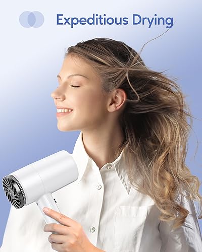 Miniatura 4 de Wavytalk Secador de pelo con difusor 1875W Secador iónico para secado rápido con concentrador Blanco ligero.