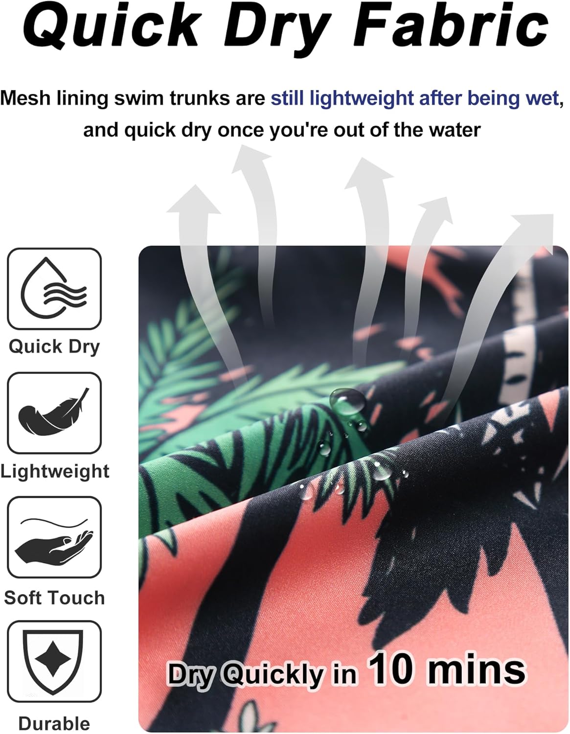 BOJIN Mens Swim Trunks 9" Quick Dry Stretch Swim Shorts Mesh Lining Bathing Suits Swimwear Beach Shorts with Pockets - Image 4