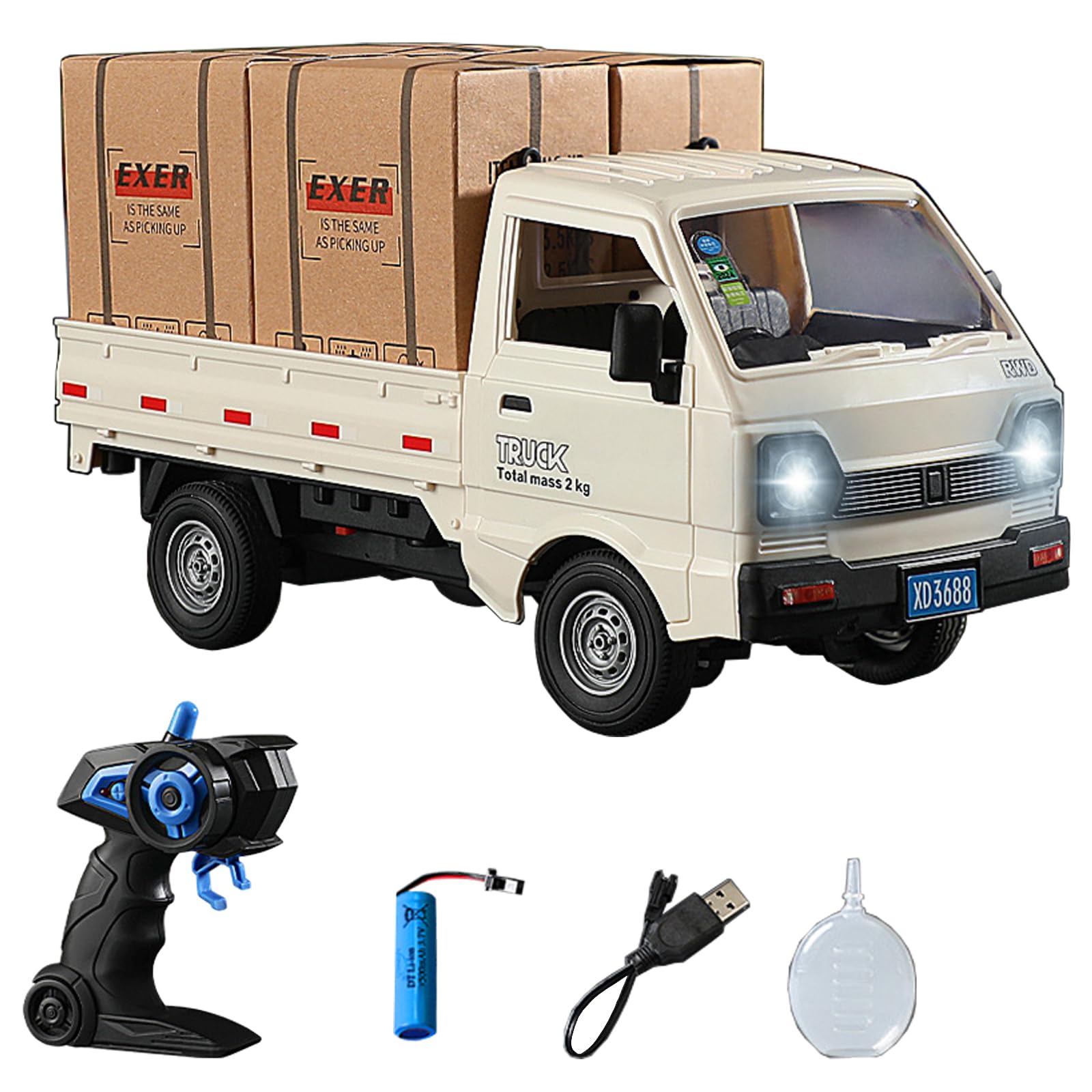 1 16 Scale RC Crawler Kei Truck RC Transport Pickup Truck with Light Spray - 2 4Ghz Remote