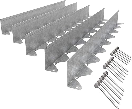 Vodaland - Juego completo de bordes de jardín de acero galvanizado estampado de 4 pulgadas con clavos de instalación incluidos. (5)