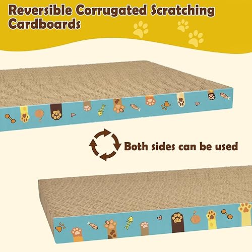 Miniatura 5 de Rascador de cartón para gatos, paquete de 3 almohadillas de repuesto reversibles para gatos, rascadores duraderos para gatos de interior, gatitos