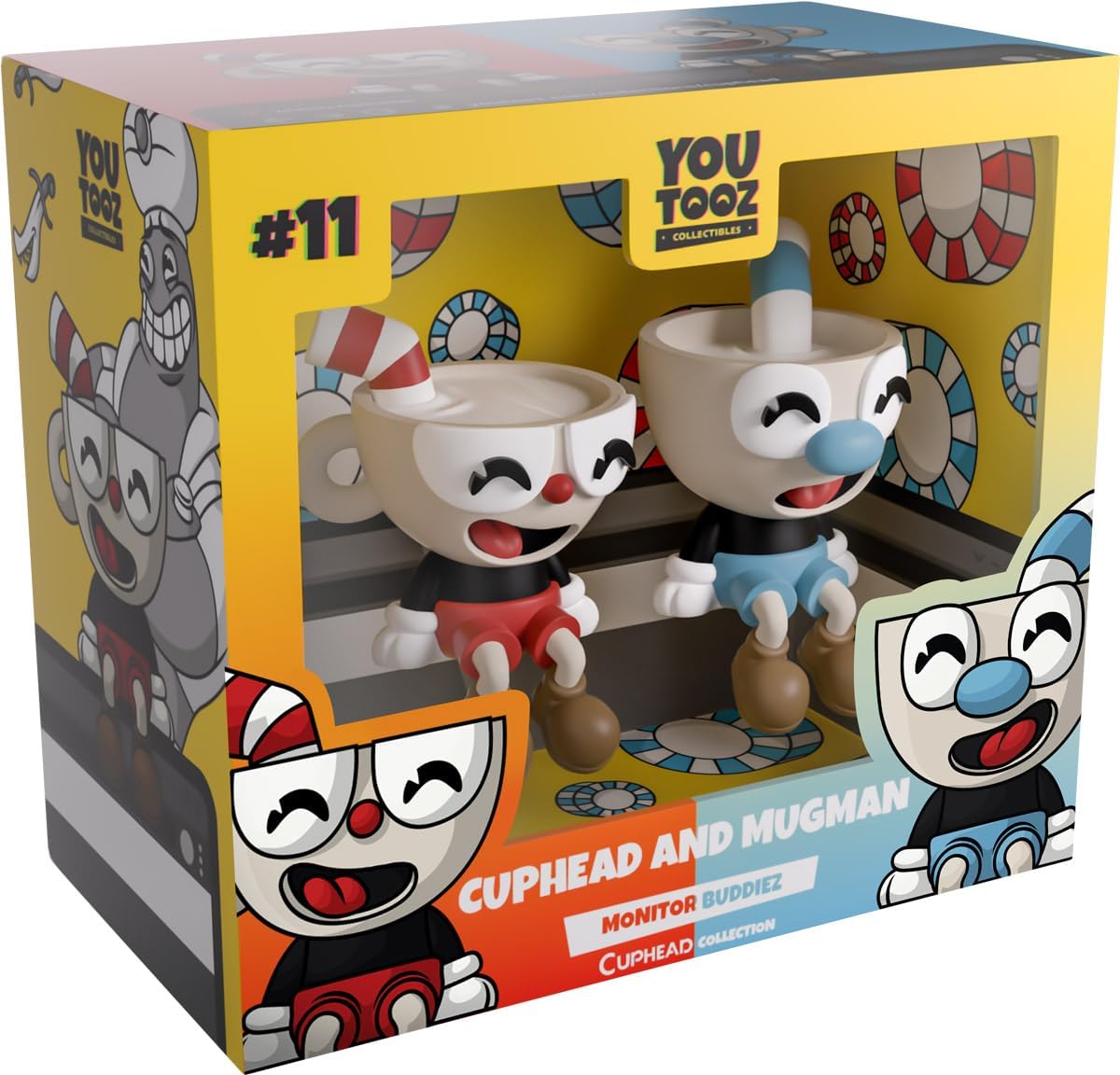 Youtooz Cuphead Device Holder & Cuphead and Mugman Monitor Buddies – Official Collectible Gaming Stand & Desktop Accessories for Fans and Gamers