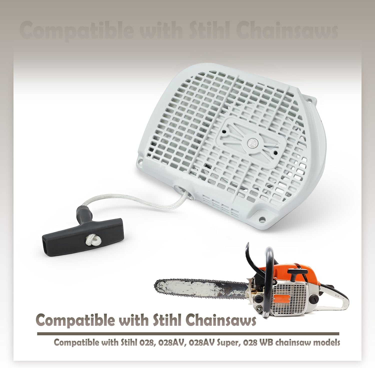 1118 080 1805 Recoil Starter Assembly Compatible with Stihl 028 028AV Super WB Chainsaw Pull Rewind Start Cover White, Replace 11180801805 1118-080-1805 Rope-Pull Starters