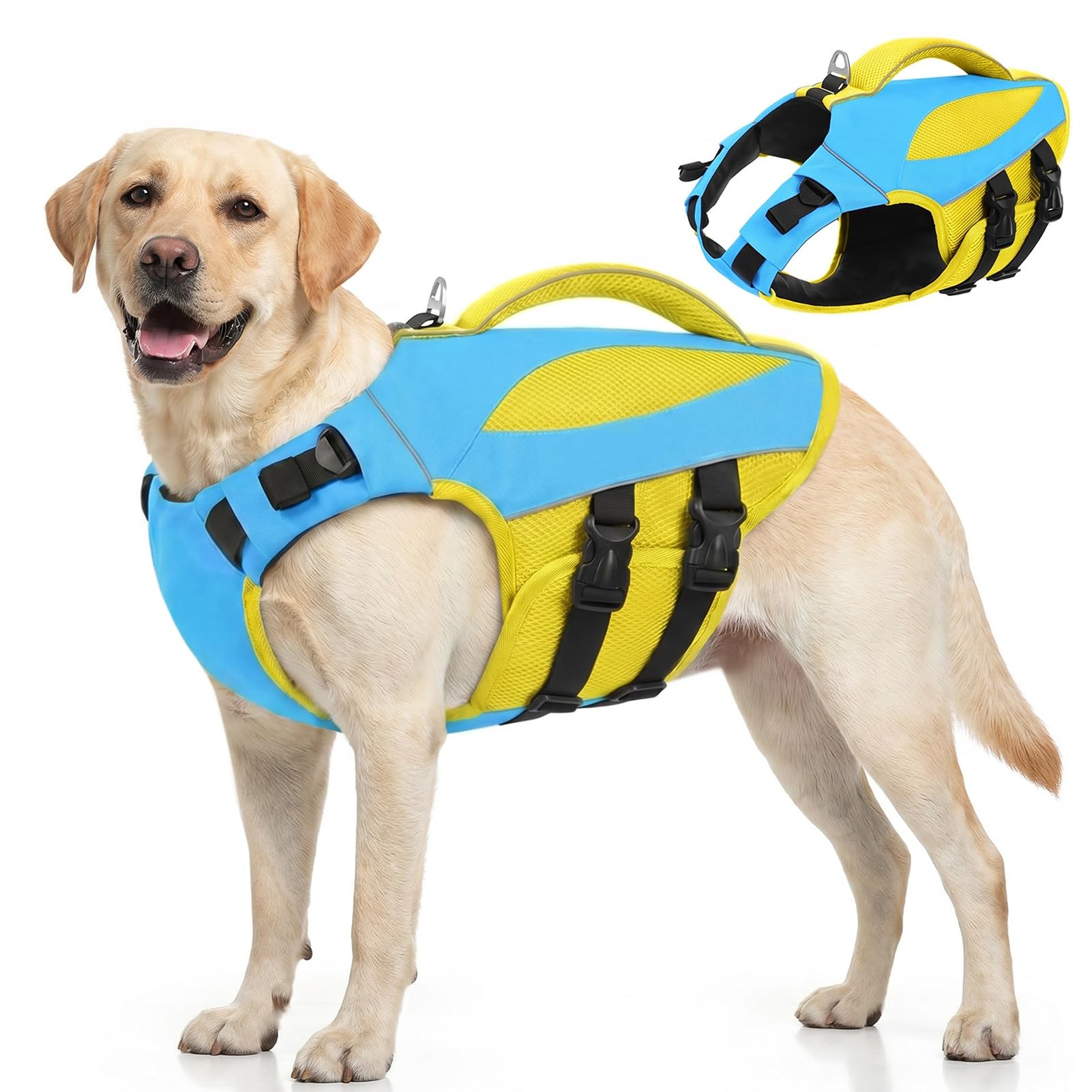 AOFITEE Hundeschwimmweste Hunde, Hoher Auftrieb Schwimmweste Hund mit Rettungsgrif, Leicht Sicher Dog Life Jacket Hund Rettungsweste Reflektierend Hundeweste Schwimmen für Wassersport