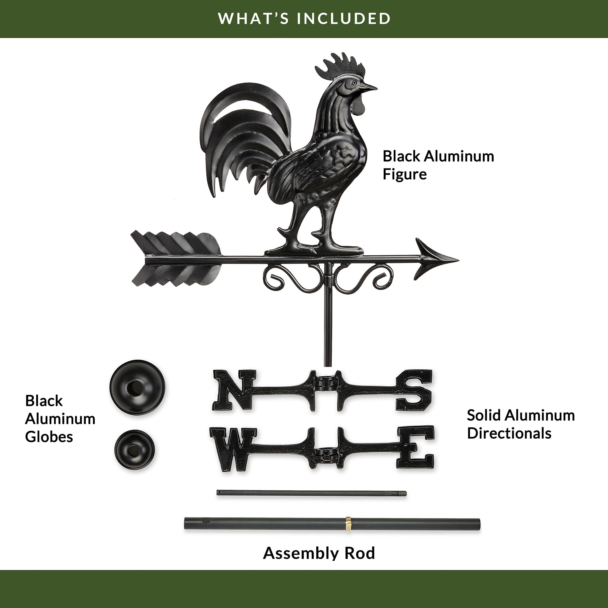 Bantam - Segnavento a forma di gallo 1975K, finitura nera Good Directions