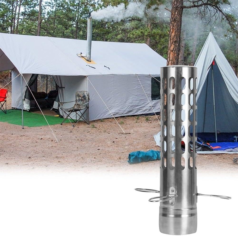 Stal nierdzewna Namiot Komin Rura Osłona do Kemping Piec na drewno, Gorący Tents z Piec Jacks, Odporna na warunki atmosferyczne Wentylacja Nasada, 65mm Średnica