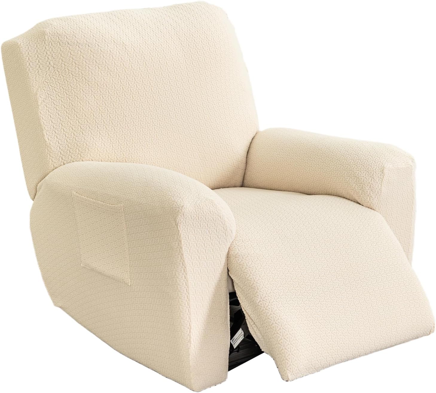 NILUOH Jacquard Recliner Cover 4-Piece Set - Elegant Stretch Slipcover for Old Furniture, Easy Fit Recliner Sofa Couch Protector, Machine Washable for Living Room, 1-Seater,Light Grey