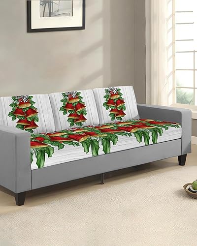 Miniatura 2 de Red Christmas Bell Sofa Couch Cushion Covers Washable, Removable Stretchable Sectional Couch Covers Slipcovers for L Shape Sofa Protector S Size 2