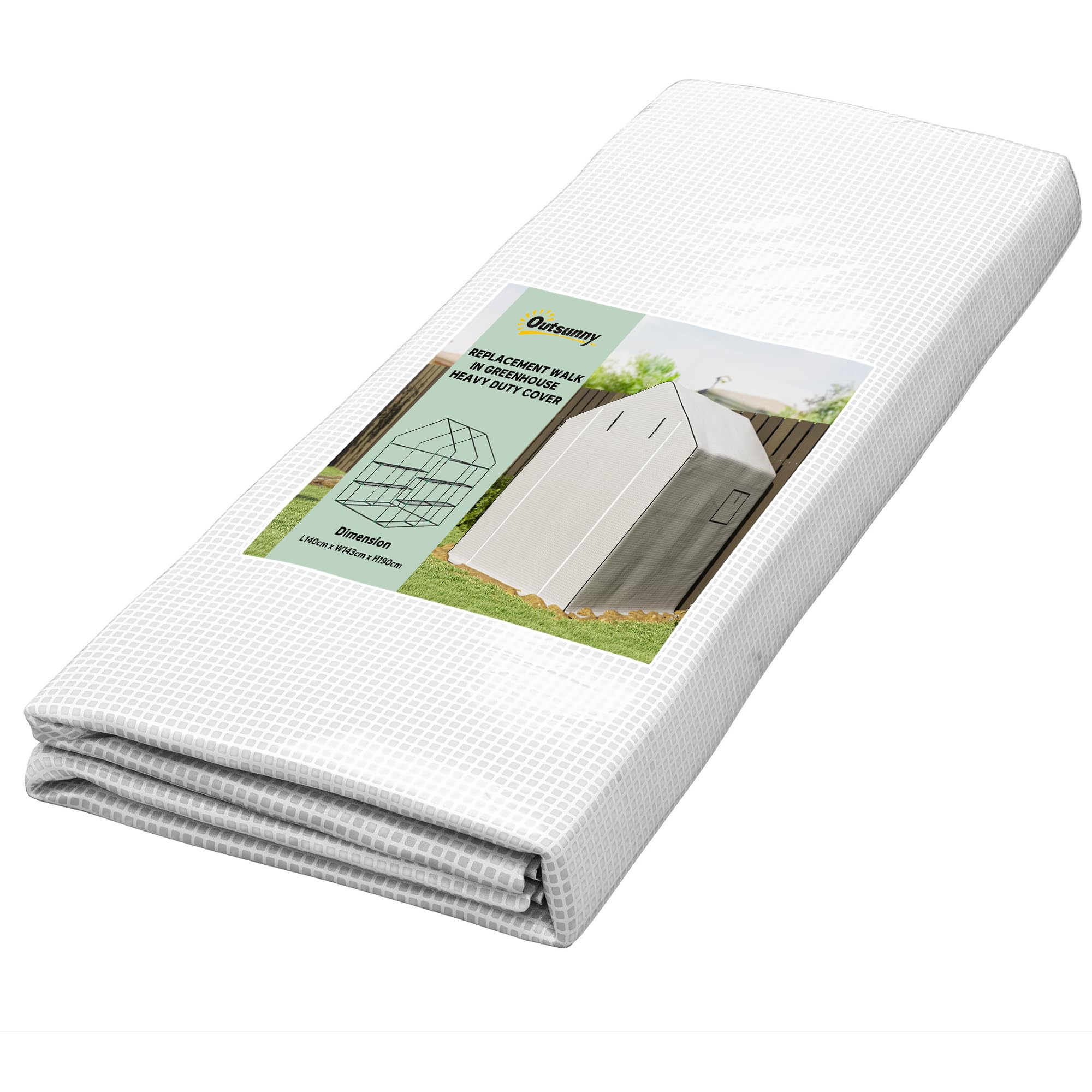 Outsunny Walk-in Greenhouse Cover Replacement 140 x 143 x 190cm, White