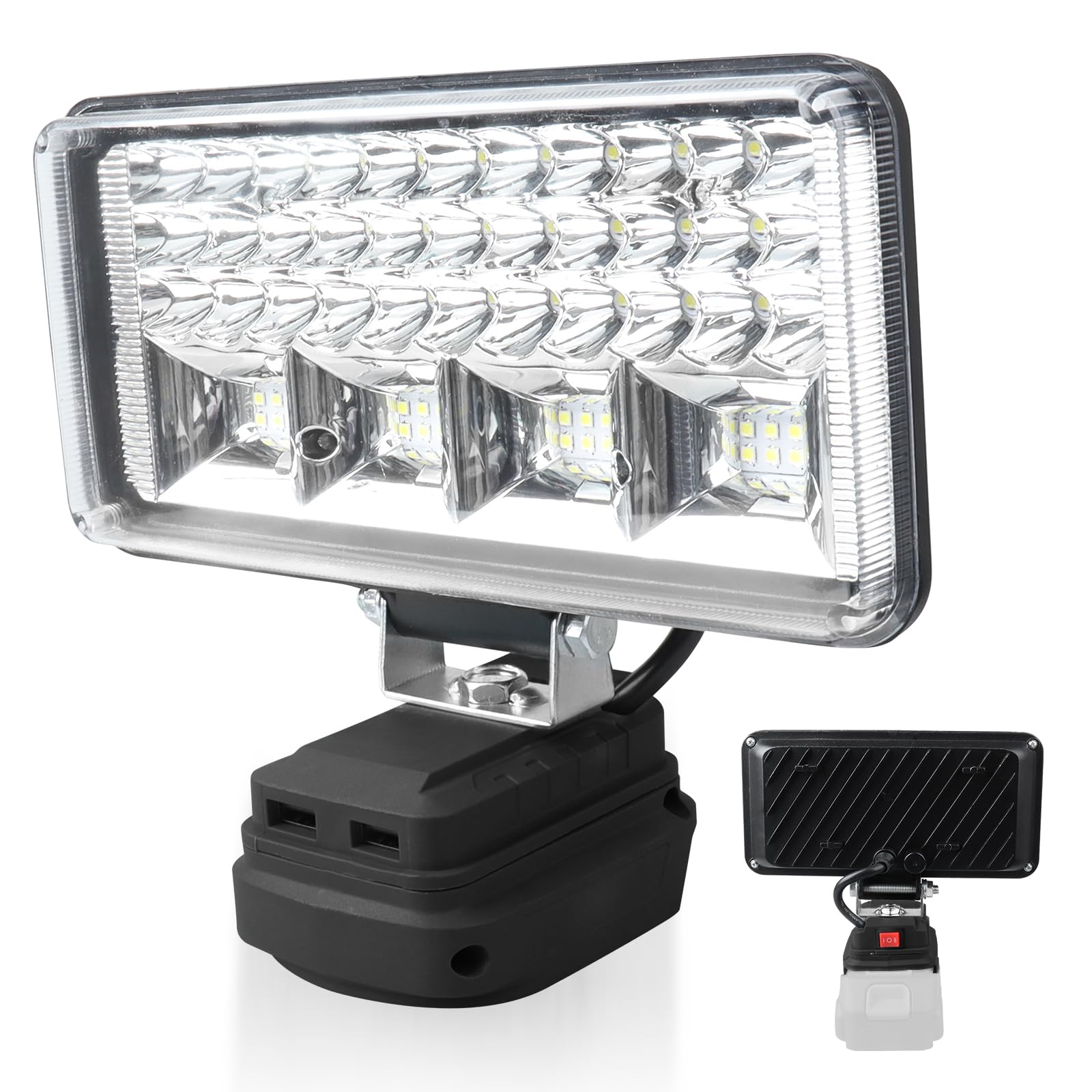 Lampa akumulatorowa dla Makita 18V, 85,5W bezprzewodowa lampa robocza LED, przenośny reflektor z TYPE-C i ładowaniem przez USB, superjasny reflektor do prac budowlanych, napraw samochodów, kempingu
