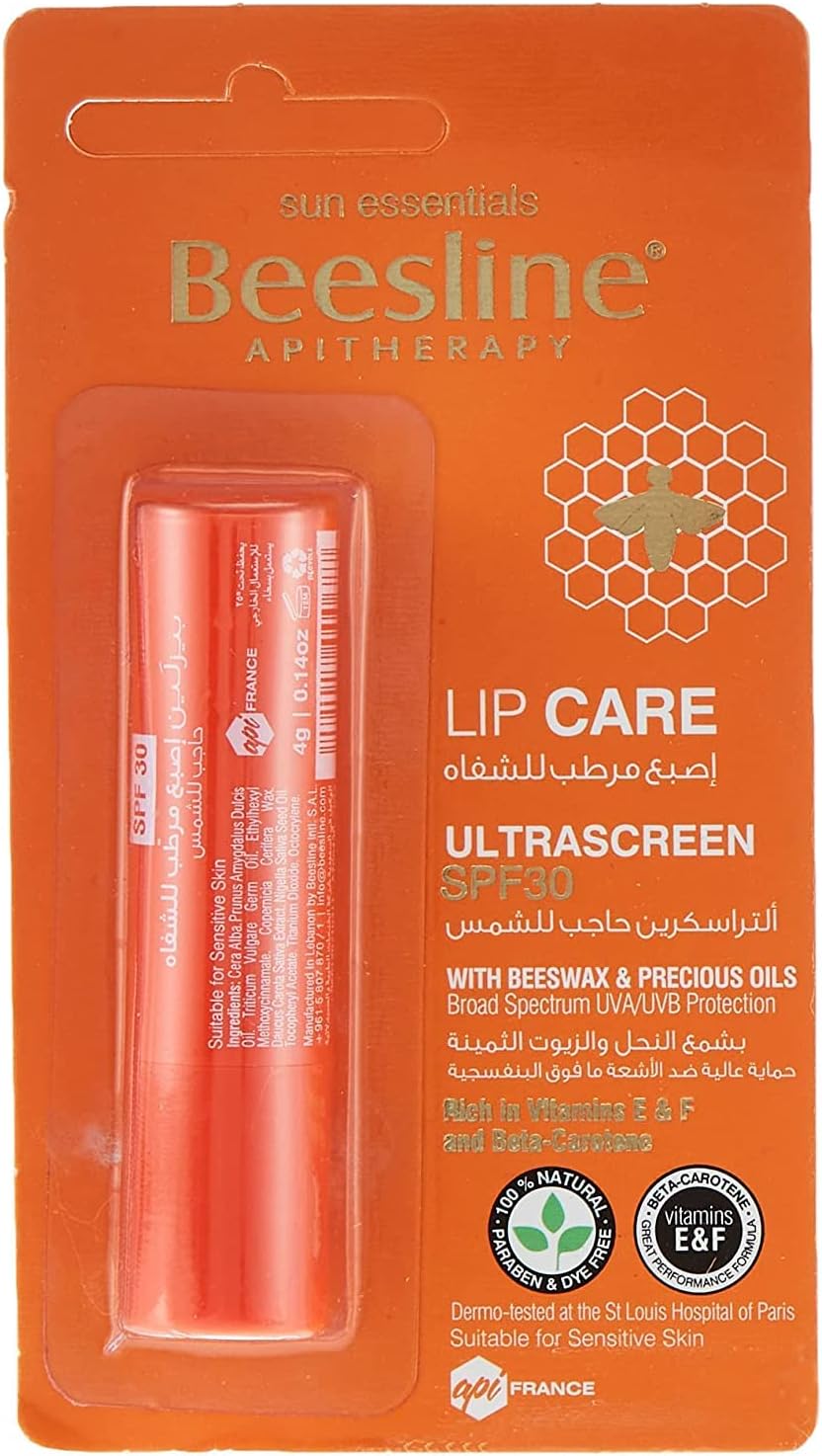 Apitherapy Lip Care, Ultra Screen SPF 30, With Beeswax And Precious Oils, Broad Spectrum UVA/UVB Protection, Rich In Vitamin E & F, Soothing & Moisturising Dry And Chapped Skin, 4g
