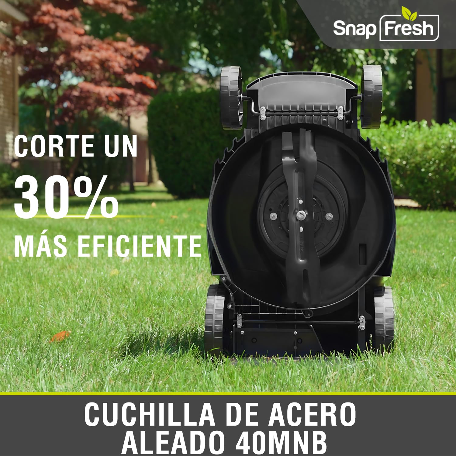SnapFresh Cortacésped a batería inalámbrico (40V, 38cm Ancho de Corte, Brushless, 45L Bolsa recolectora, 25-75 mm Altura de Corte, con 2 x 20V x 4,0 Ah batería y Cargador)