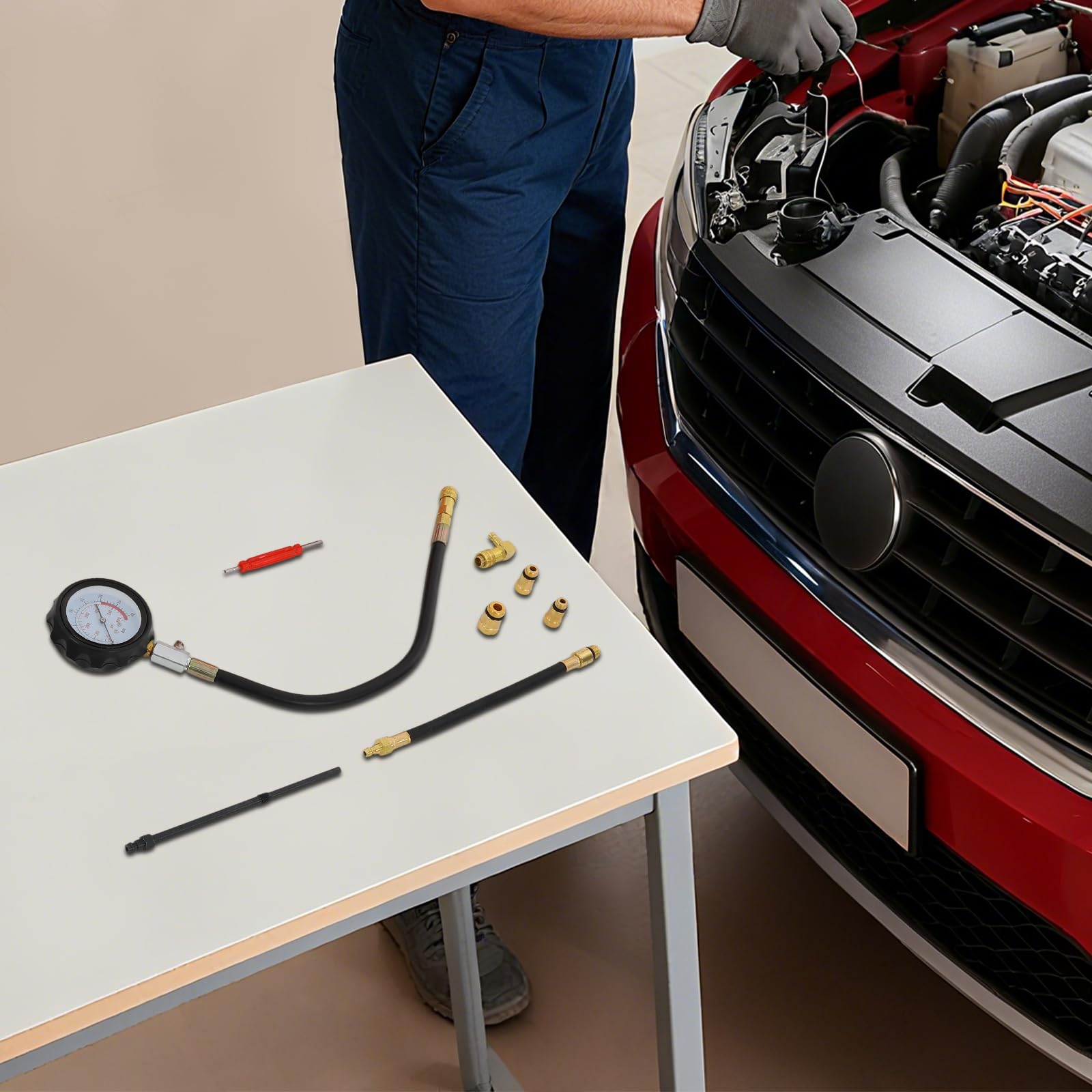 Tester di compressione per motori a benzina e diesel, 0-40 bar