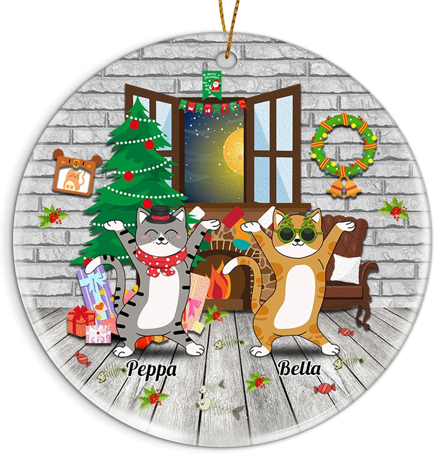 Personalized Acrylic Ornament with 1 Cat 2 Cats Dance Meowy Christmas 2025 Customized Name Catmas and Accessories Costumes Decoration Cute Xmas Keepsake Gift Funny for Pet Owners Lovers