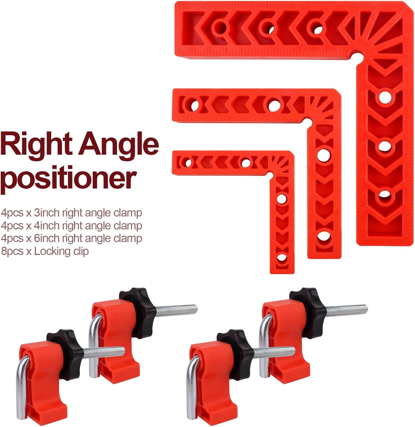 Versatile 90 Degree Clamp Set – Essential Woodworking Tools for Pictures Frames, Cabinets, and Boxes (3" 4" 6") with Clamps for Woodworking