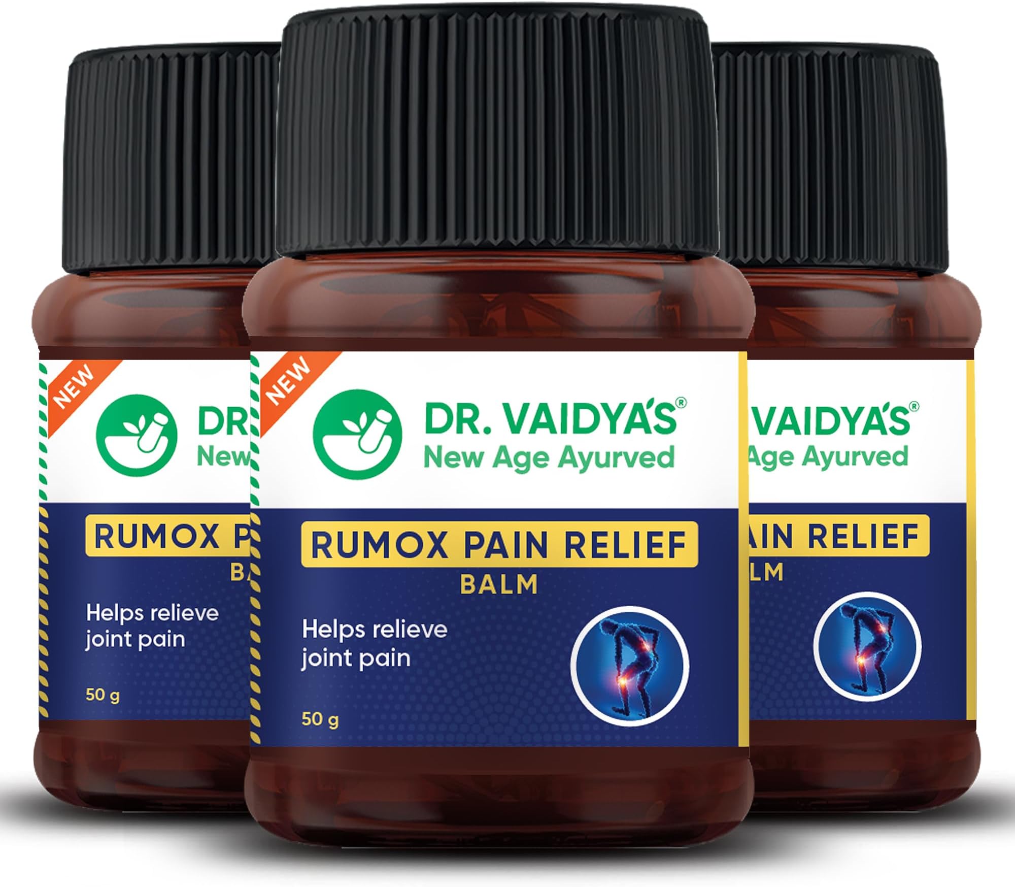 Dr. Vaidya's Rumox Pain Relief Balm | For Head Ache, Body Pain, Joint & Muscle Pain Relief | (50g Each) Pack of 3