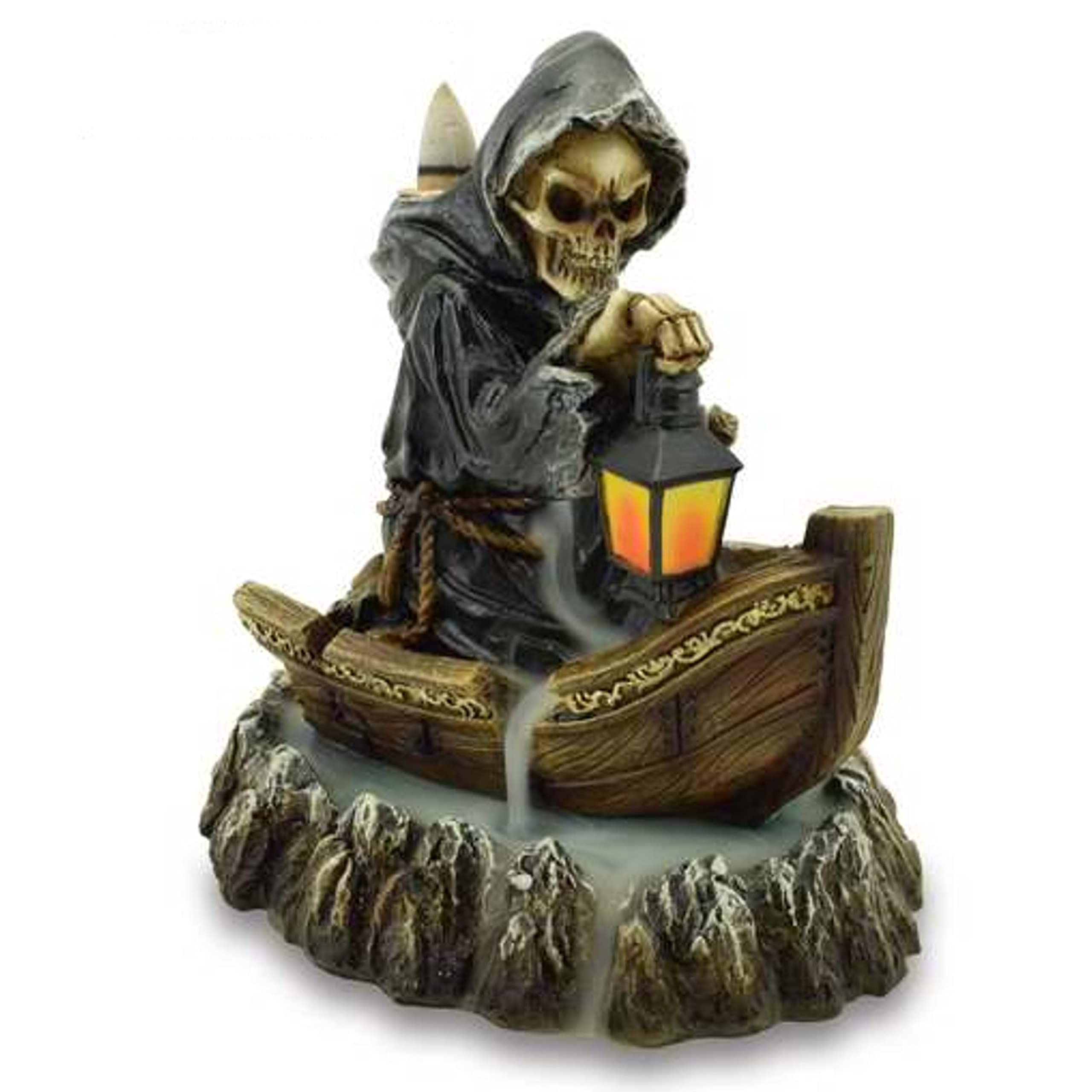 Puckator The Reaper Boatman of Death Backflow Incense Burner - Home Zen Meditation Decor Accessories - Incense Waterfall Cone Burner - Spiritual Feng Shui Gothic Relaxation Gifts Gift Desk Ornaments