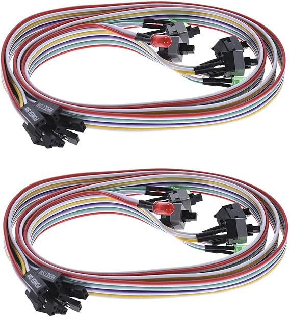 4Pcs Computer Case ATX Power On Off Reset Switch Cable with 2 LED Light Light Red Green ATX Case Front Bezel Wire,65cm