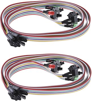 4Pcs Computer Case ATX Power On Off Reset Switch Cable with 2 LED Light Light Red Green ATX Case Front Bezel Wire,65cm