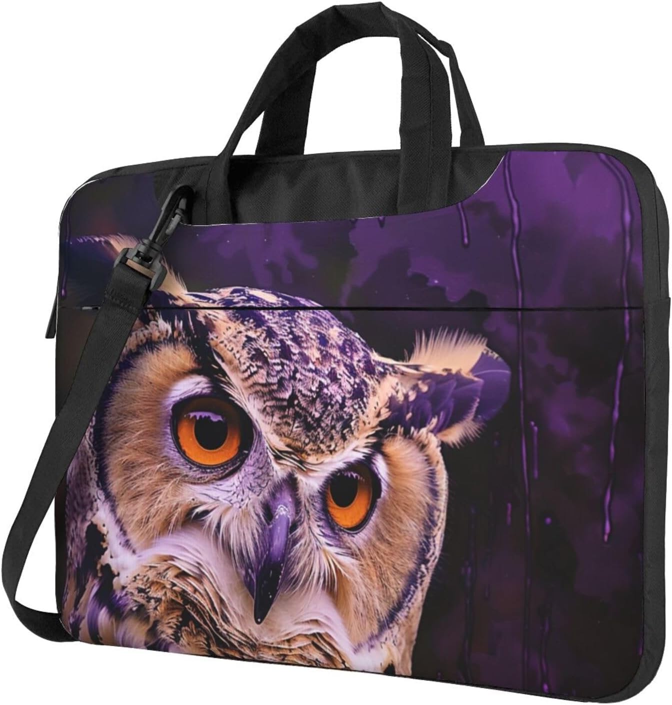 Owl Pattern Laptop Bag Triple Layer Protection Shockproof Crossbody Laptop Shoulder Bag for Men and Women