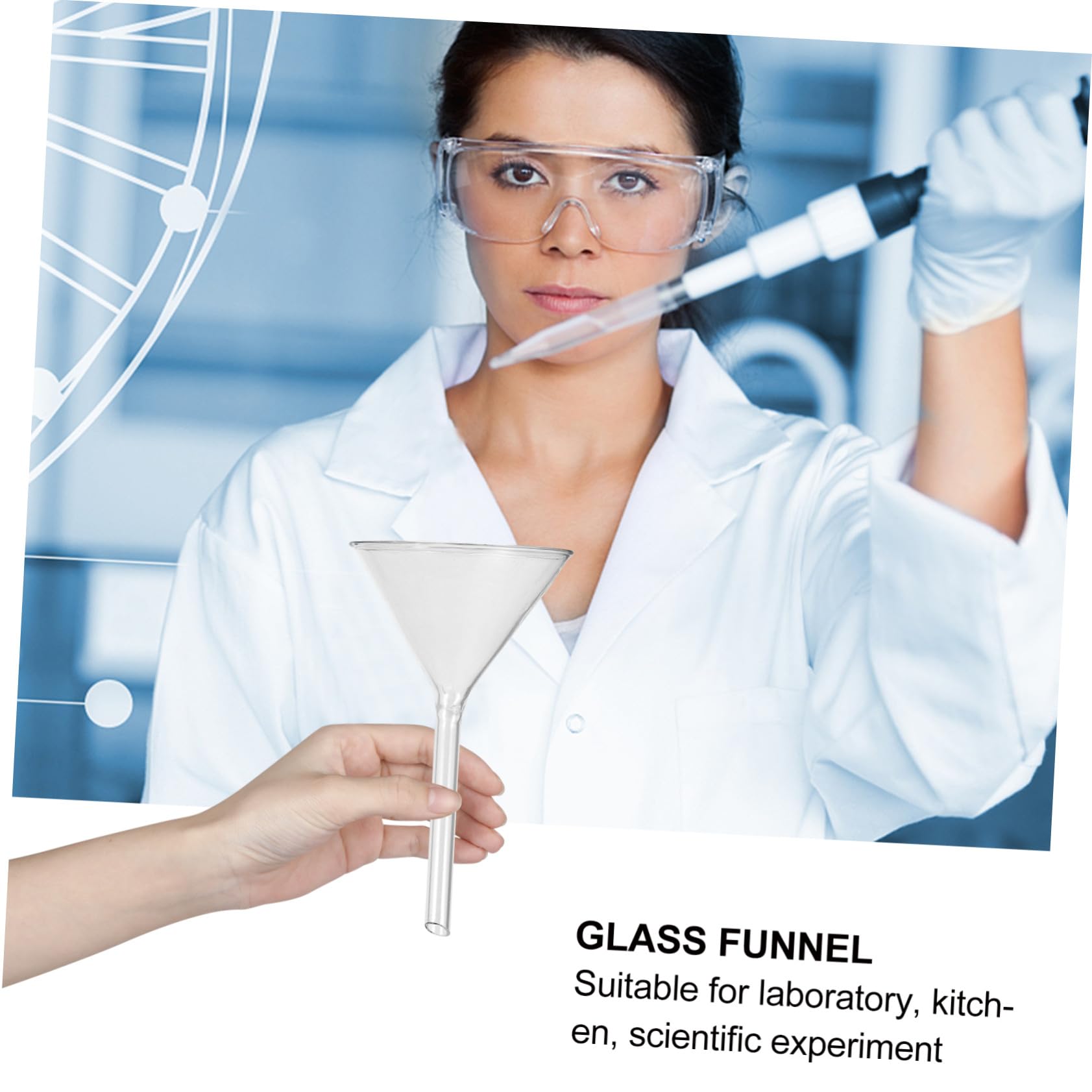 Lot de 4 Entonnoirs en Verre 40 à 100mm pour Laboratoire | Verrerie de Laboratoire, Transfert de Liquides et Remplissage de Petits Flacons, Grosse Visibilité