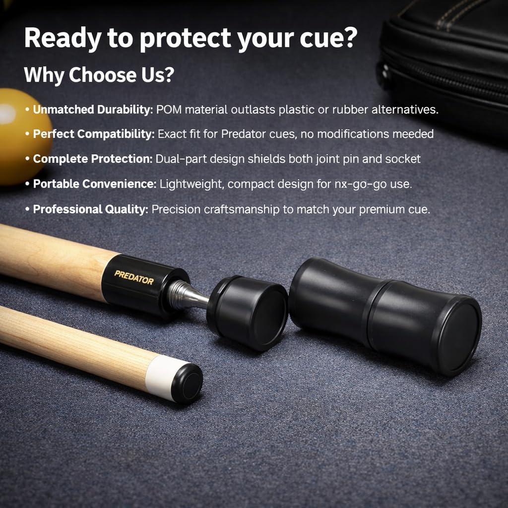 Pool Joint Protector, Premium POM Black Billiard Joint Protectors for Billiard Pool Tip Accessory (Quick Joint) image 5