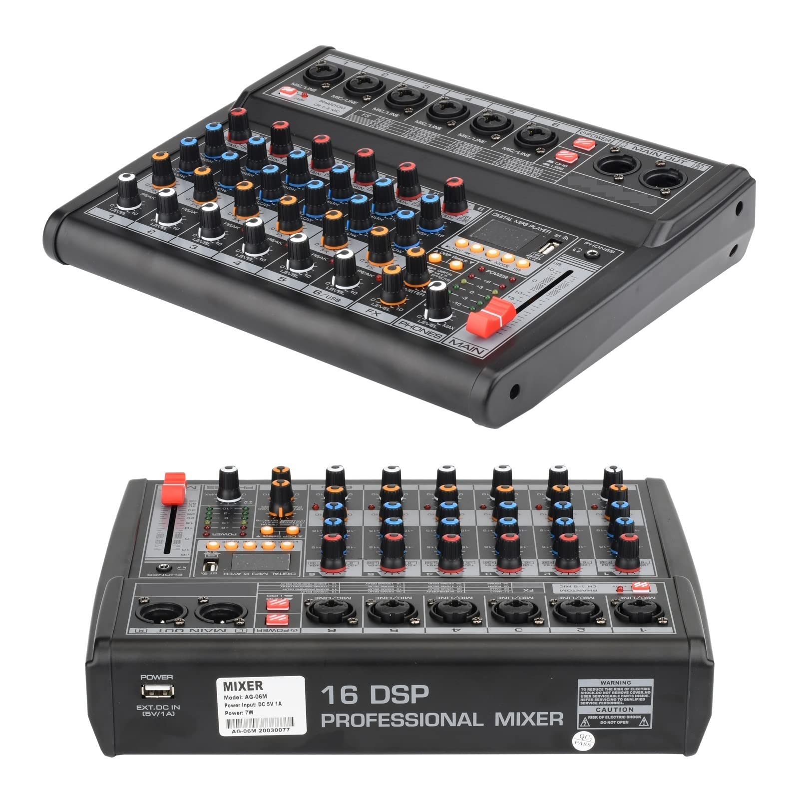 Mixer DJ, Scheda Mixing Console 48V 16 Digital USB Record Function Mixer 6 canali