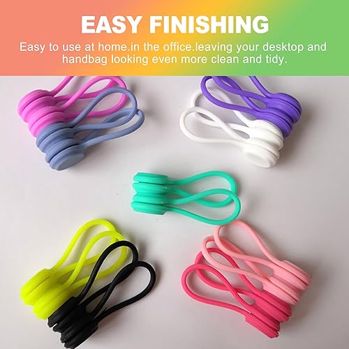 Miniatura 4 de ZukoCert Paquete de 20 bridas magnéticas para cables, organizadores de cables de silicona reutilizables con imanes de alta resistencia (correas