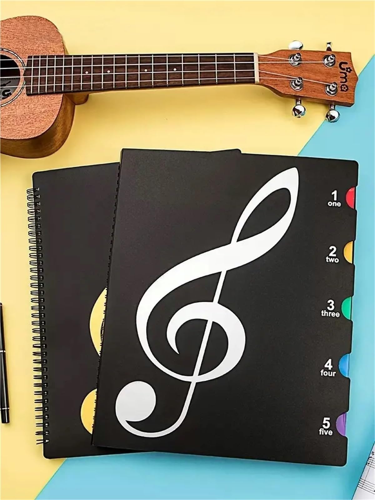 Carpeta de archivos partituras musicales A4, soporte papel for hojas música, carpeta partición Piano paisaje for para Partituras, Archivos(Black Gold-20sheets)