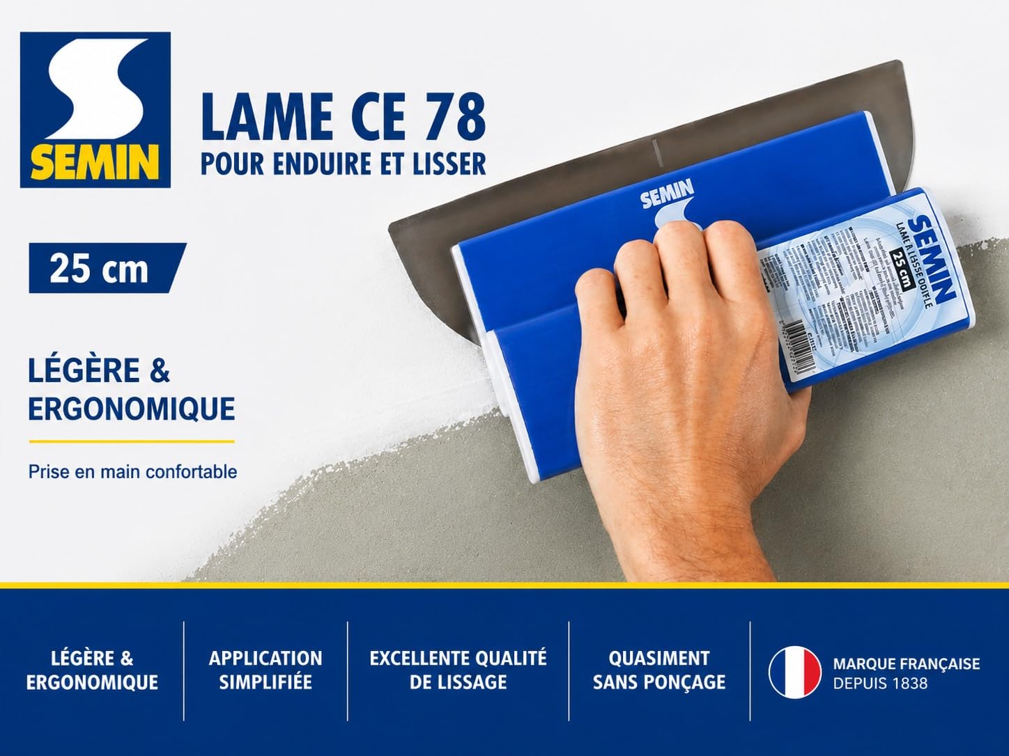 Semin - Lame CE 78 pour Enduire et Lisser - 25 cm