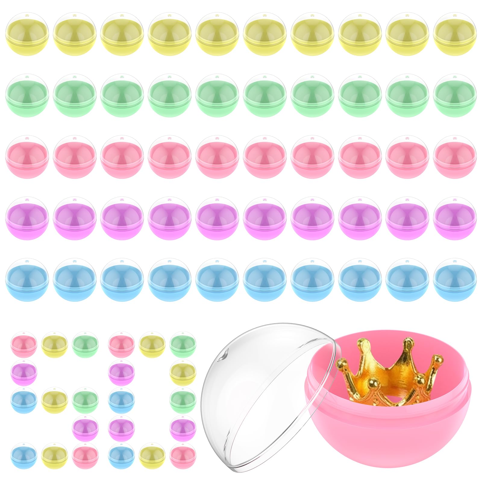 Bpyhebe Green, Yellow 50Pcs Colored Vending Machine Capsules, Gumball Machine Empty Capsules, Pp Gachapon Machines Ball Container, Fillable Balls For Prizes, Easter, And Party Favors, 4.5×4.5×5Cm