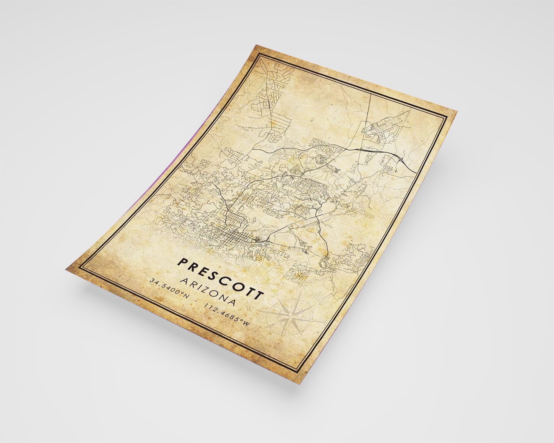 MG Global Rustic Poster of Prescott Arizona | 11x17 12x18 16x24 24x36 Vintage Unframed Print | Antique Hometown City Wall Art for Gift | Home Office Decor