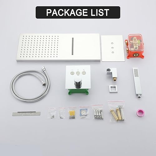 Miniatura 7 de CASAINC Cabezal de ducha de lluvia de 20 pulgadas con mano, sistema de ducha termostático montado en la pared, juego completo de grifos de ducha de