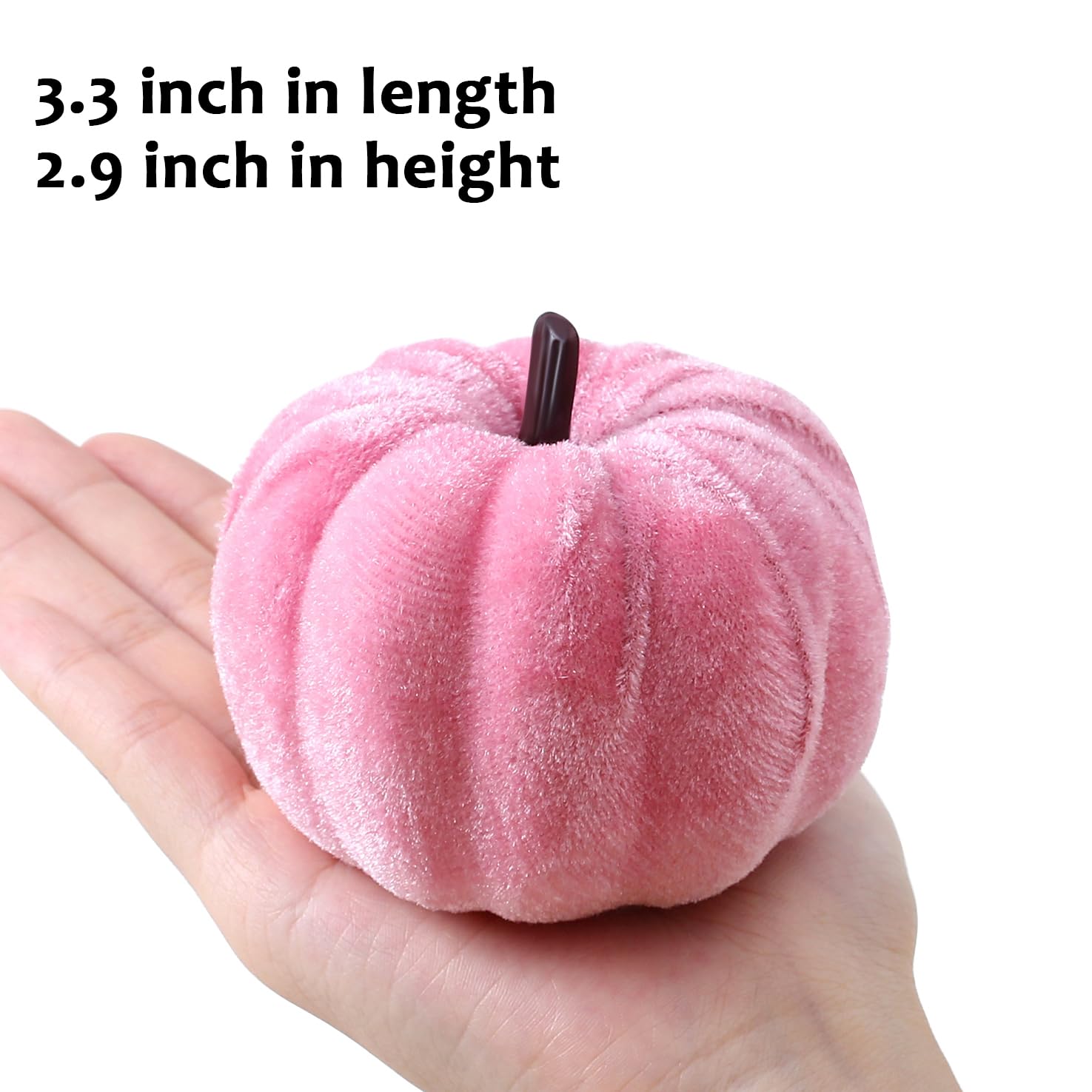 XIANNVXI Lot de 12 petites citrouilles artificielles en velours pour décoration d'Autmn - 3 couleurs - Rose et blanc - Pour décoration d'Halloween, automne, Thanksgiving
