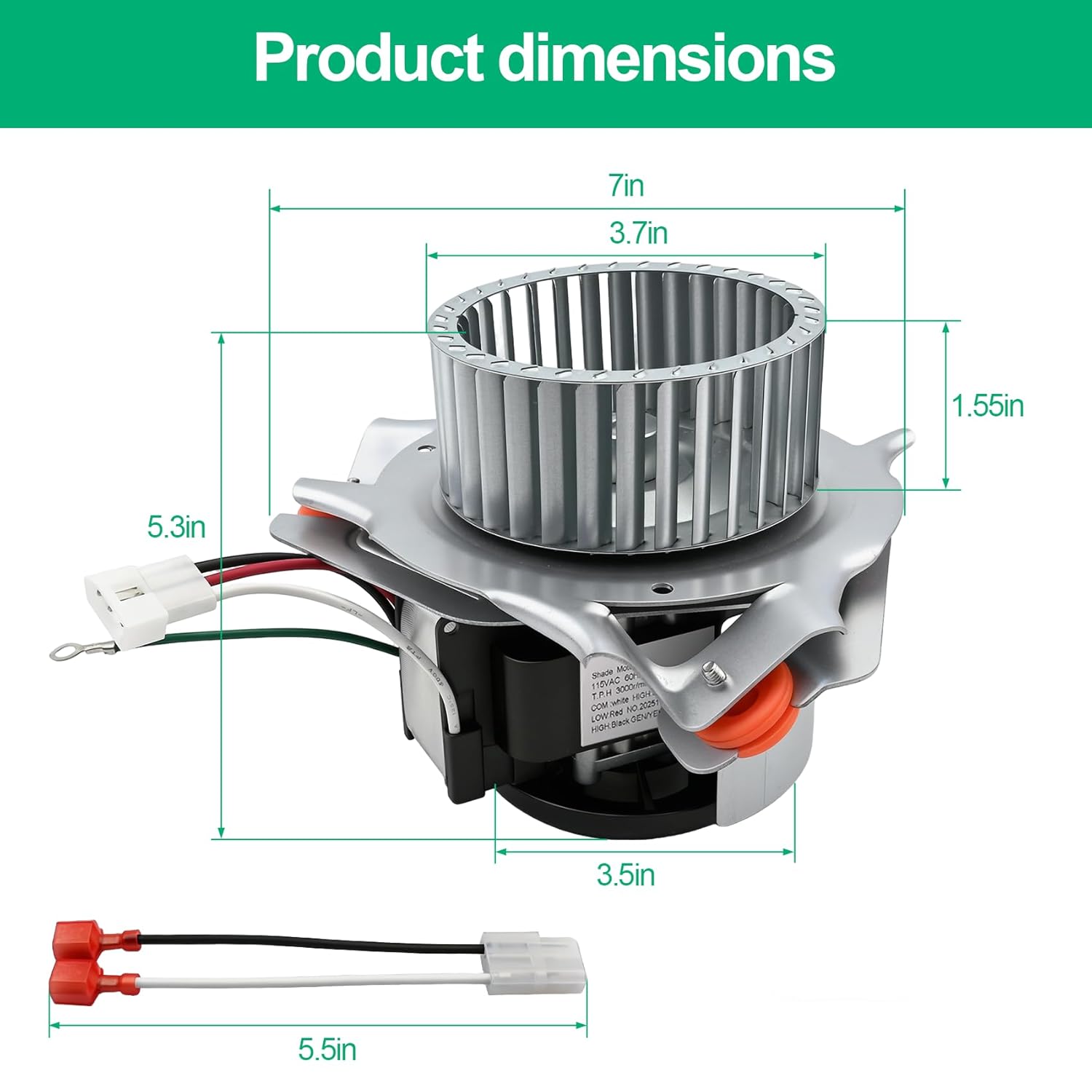 326628-763 HC21ZE122A Furnace Draft Inducer Motor, Compatible with carrier bryant payne 310AAV036110AAJA PG8JAA036110AAJA, Furnace Exhaust Vent Venter Blower Motor Assembly, Replacement J238-112-11202