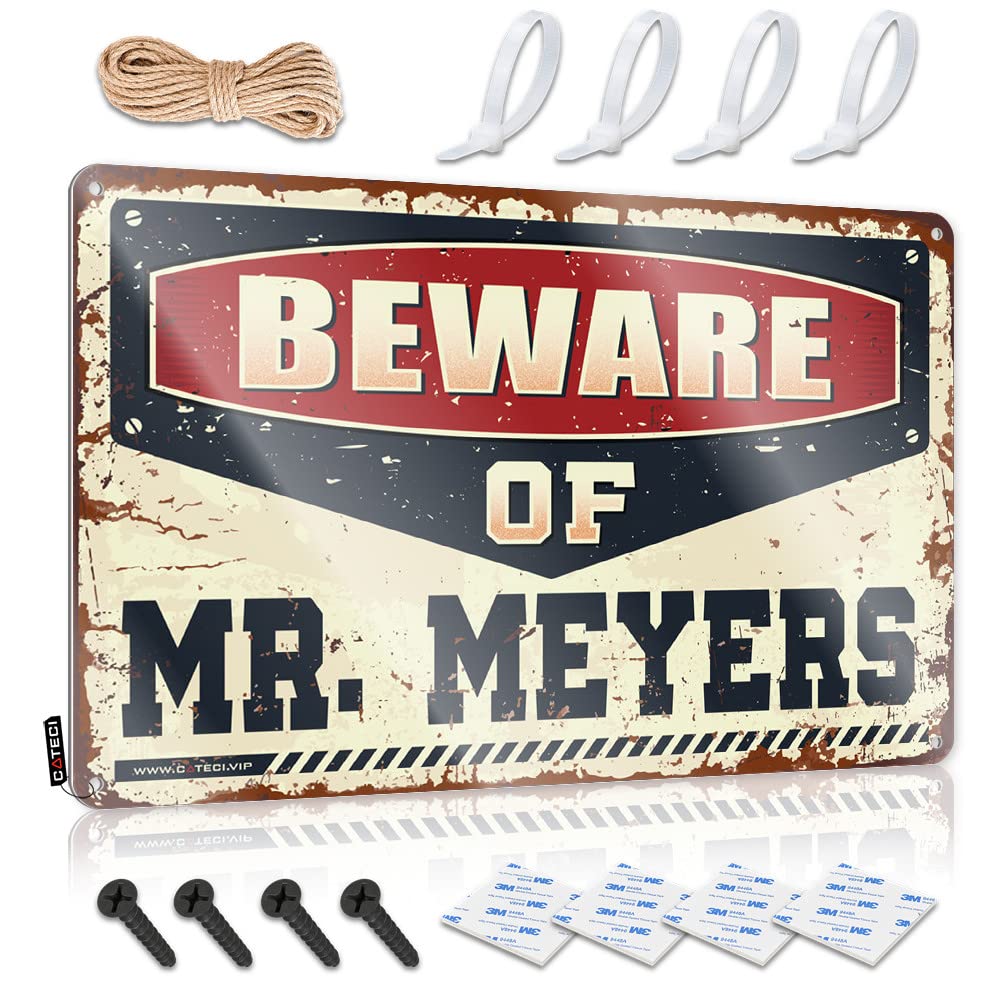 Mwfkkaddb Men's One Color Coffee Tin Sign Beware Of Mr. Meyers Tin Sign Funny Signs For Bar Funny Kitchen Tin Signs