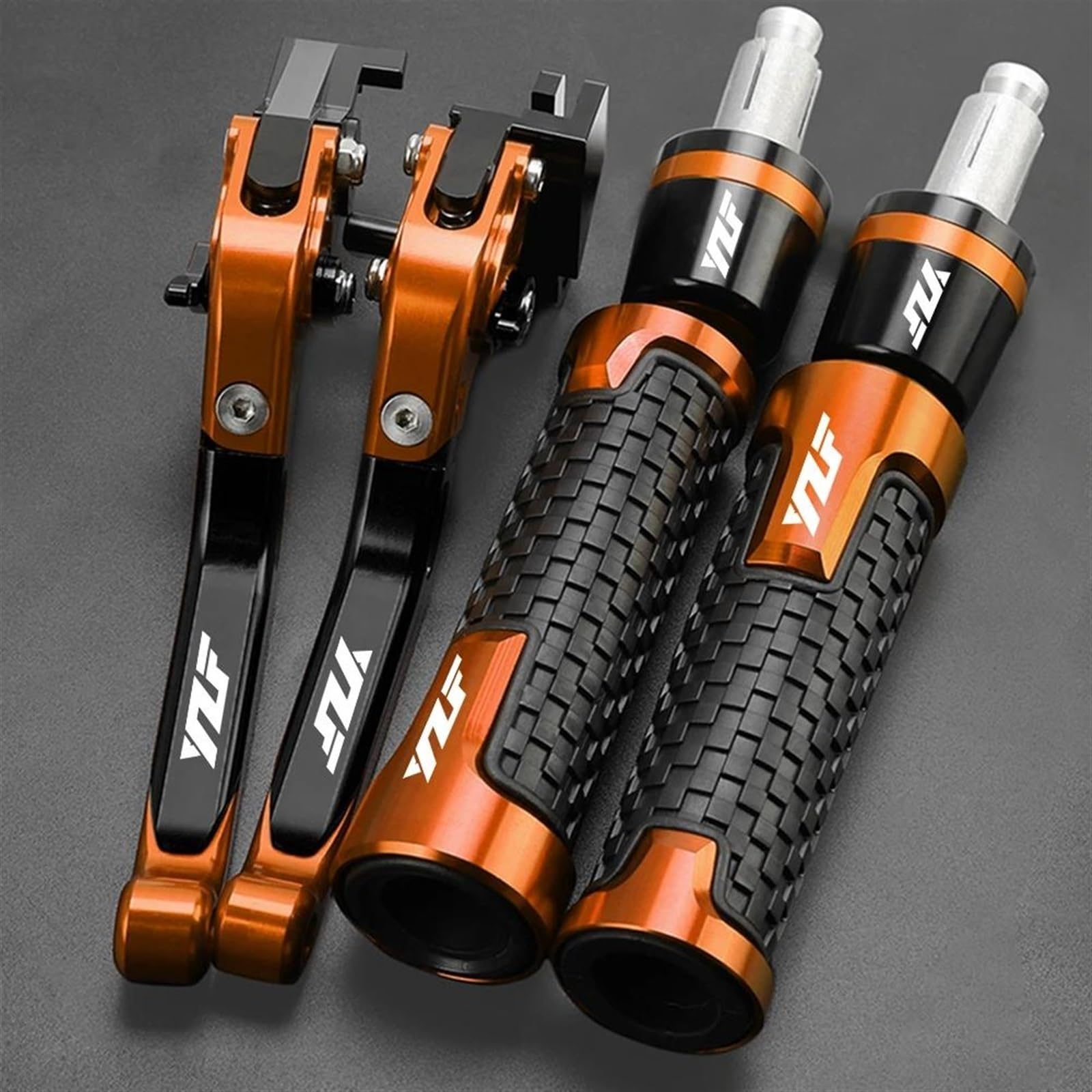 VTAIEX Motorbike Accessories for Y-AMAHA YZFR1 YZFR1M YZFR1S YZFR3 YZFR6 YZF R1 R1M R1S R3 R6 Motorcycle Folding Brake Clutch Lever Hand Grips Handlebar Ends(Orange)