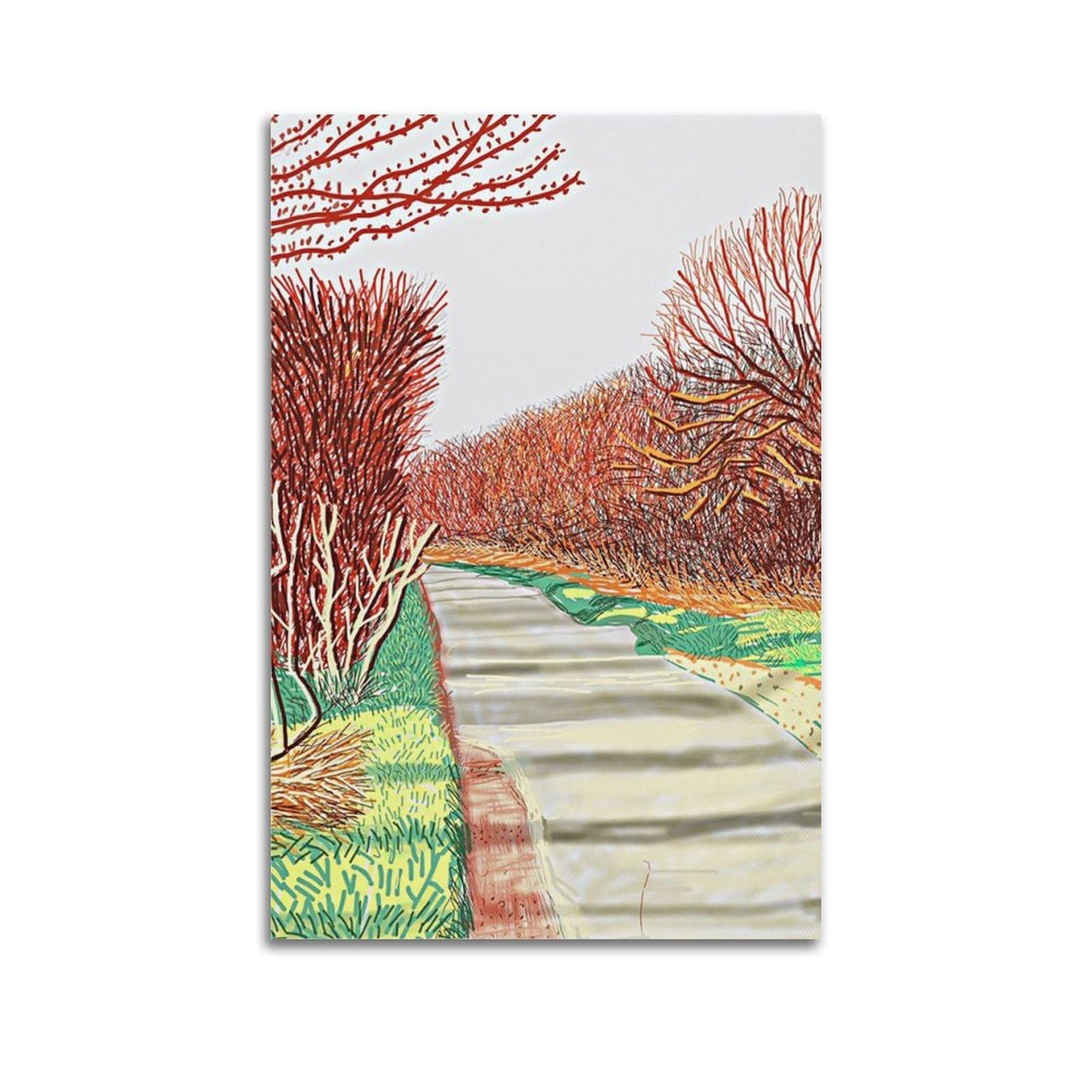Ckjenjbkm Unframe-Style David Hockney Vintage Abstractwall Art Beige Posters Aesthetic Canvas Wall Art Print Home Decor For Bedroom Living Room16x24inch(40X60cm)