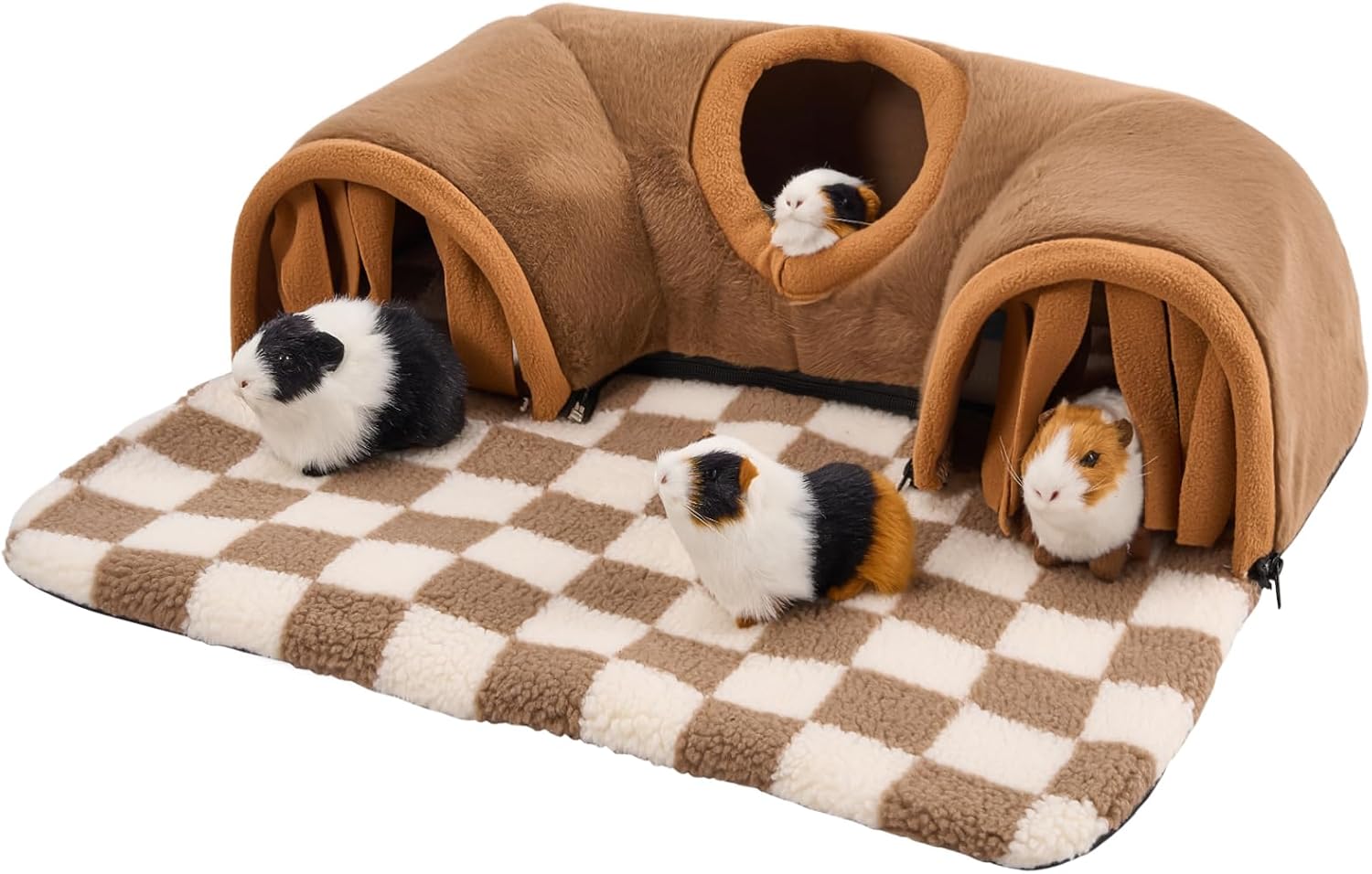 Avont Guinea Pig Hideout Tunnel Bundle with Large Guinea Pig Hideout Tunnel Bed for Chinchillas Hamsters Chipmunks