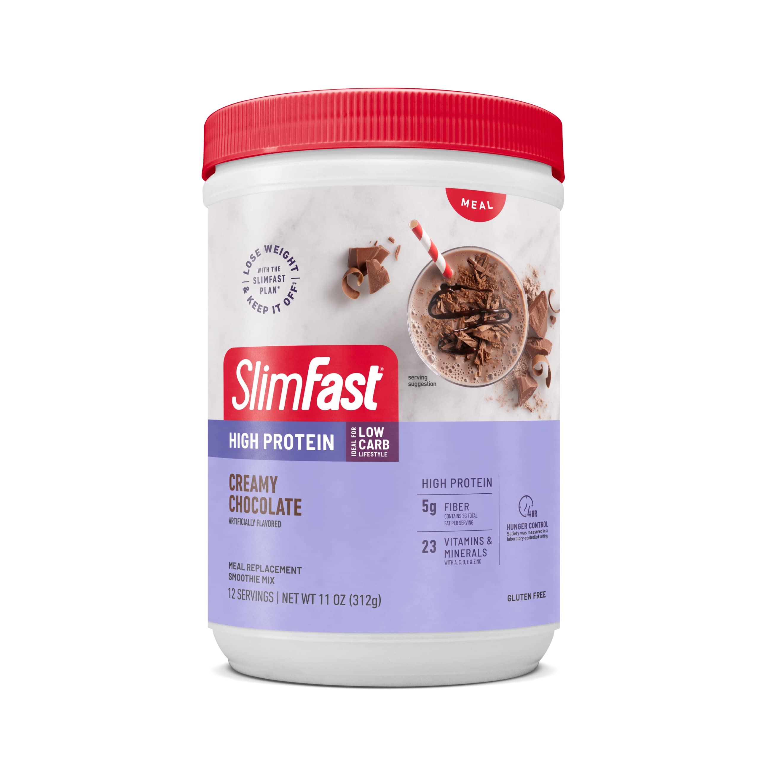 SlimFastAdvanced Nutrition High Protein Meal Replacement Smoothie Mix, Creamy Chocolate, Weight Loss Powder, 20g of Protein, 12 Servings