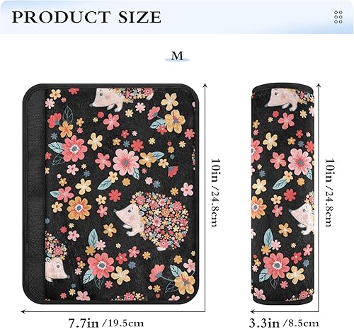 Miniatura 3 de Fundas de cinturón de seguridad de erizos florales para cinturón de seguridad de automóvil, fundas universales suaves para cinturón de seguridad