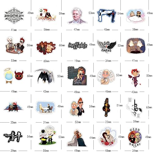 Miniatura 2 de Paquete de 123 calcomanías de dibujos animados de Good Omen, decoración de Halloween, calcomanías impermeables de vinilo para botella de agua,