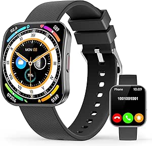 Smart Watch for Men Women, AI Dial, AI Q&A, NEW 1.85"HD AMOLED Curved Display Fitness Watch with Blood Pressure/MET/Sleep/Heart Rate Monitor, Bluetooth Calls, 120+ Sports Depth Waterproof Smartwatch