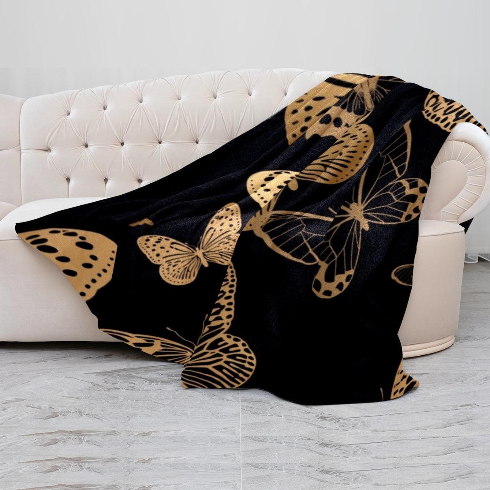 Coperta Morbida In Flanella Ivarunner 150x150 Cm – Nera Con Farfalle, Plaid Per Divano E Letto, Regalo Per Papà - 2