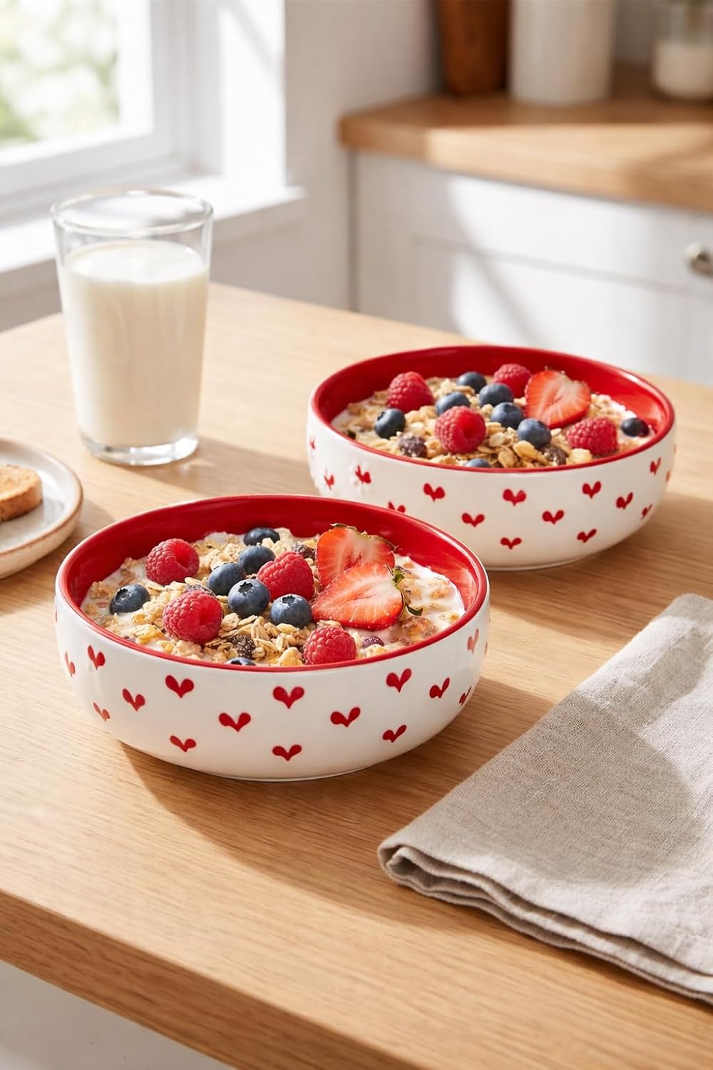 El Yapimi Seramik Salata Kasesi, Yulaf Granola ve Kahvaltı Kasesi, Sağlıklı Beslenme ve Diyet Kabı, Smoothie Bowl, Açai Bowl, Çorba Servis Kabı, Orta Boy Kase, Mikrodalga Uyumlu, Red Love