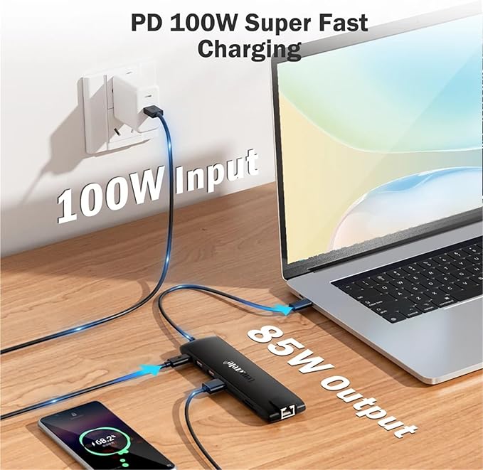 Hub USB C TC96 13 en 1 con 2 HDMI, VGA, 100W PD, 10Gbps miniatura 5