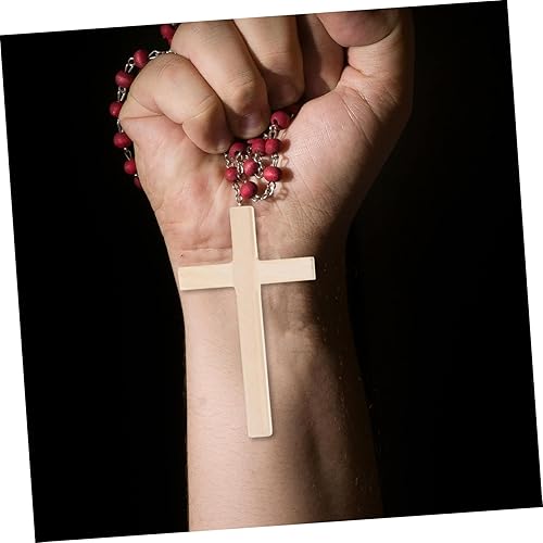 Miniatura 6 de EXCEART 6 piezas de artesanía de cruz de madera DIY mini cruces de madera, colgantes de cruz católica, adornos de mano para iglesia fiesta