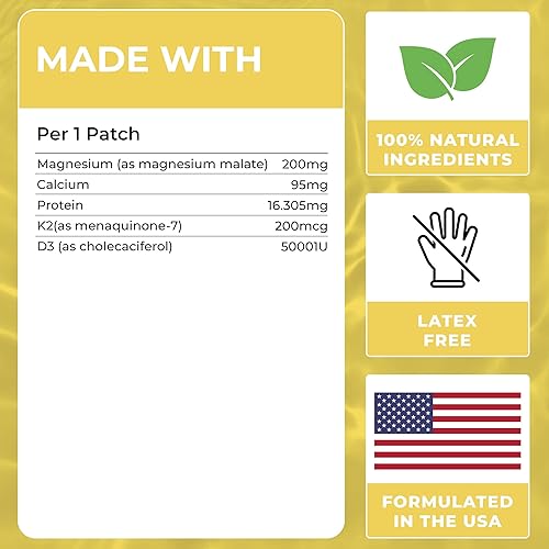 Miniatura 5 de Parches de magnesio (paquete de 60)  Parche 100% natural para mujeres y hombres  con calcio  Apoyo muscular y óseo, calmante  Fórmula mejorada