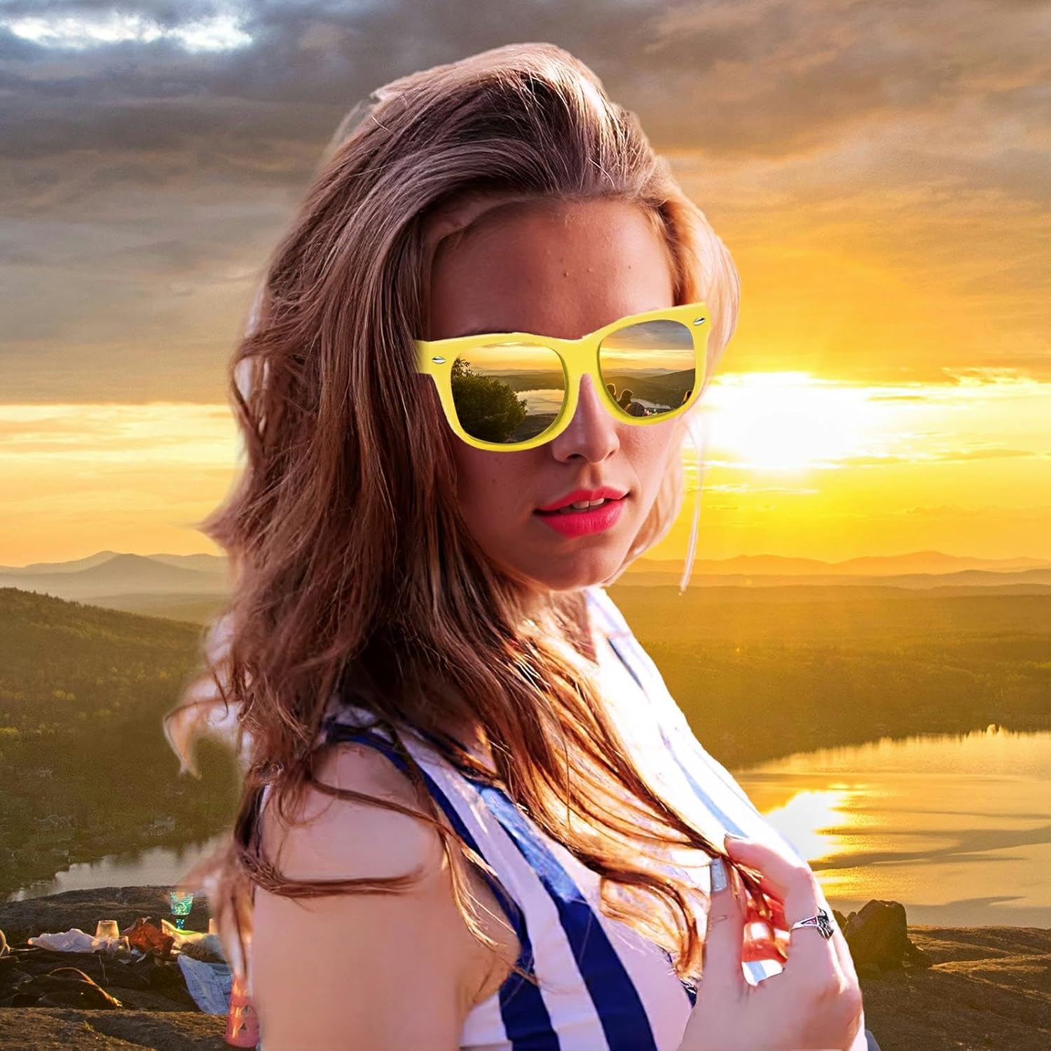 Men and Women's Retro Rewind Neon 80s Sunglasses 12 Packs, Colorful Frames with Reflective Mirrored Lenses，UV400 - Image 5