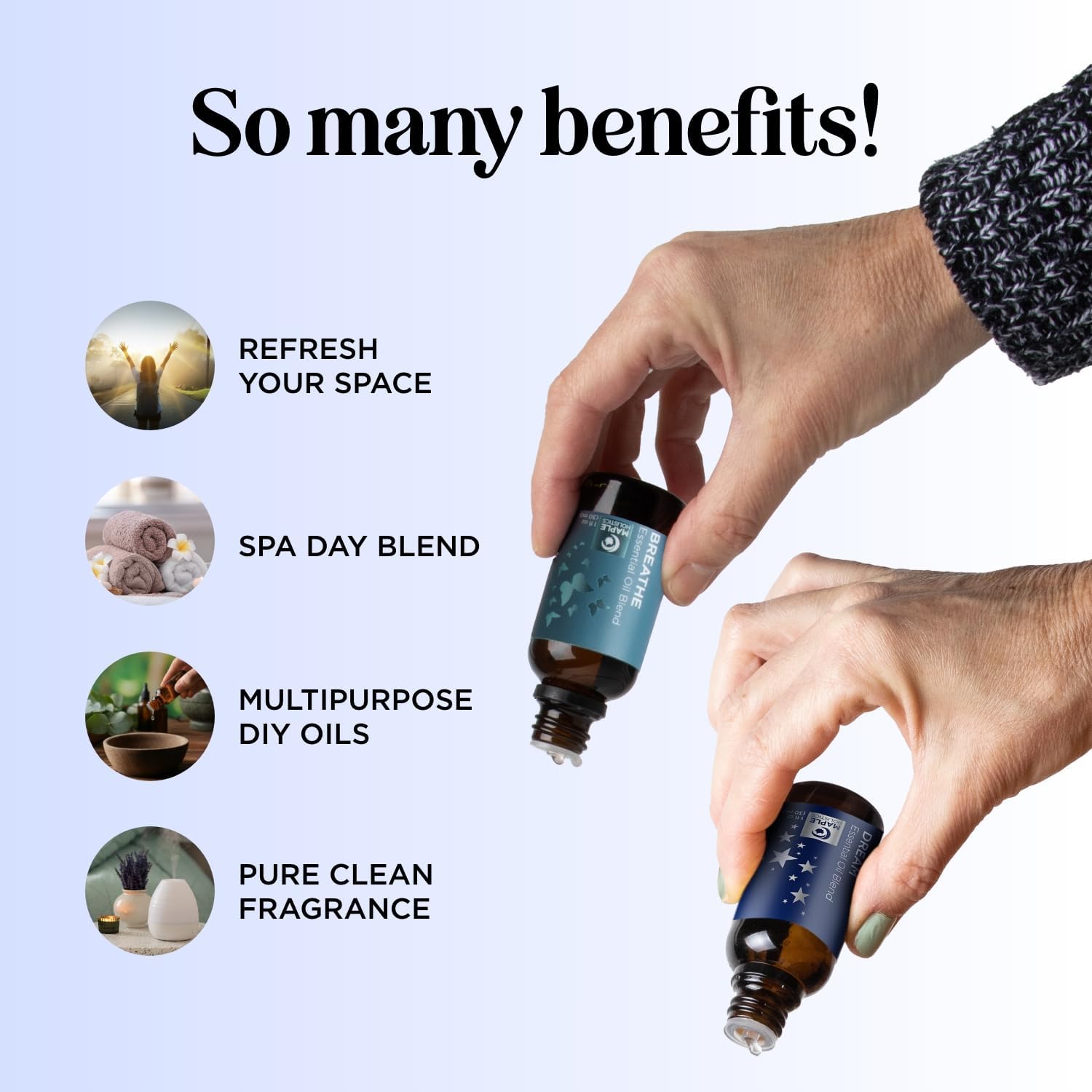 Aromatherapy Essential Oil Blends for Diffusers - Diffuser Essential Oil Set with Dream Essential Oil Blend and Breathe Essential Oil Blend - 100% Pure Must Have Aromatherapy Oils - 1 Fl Oz Each - Image 3